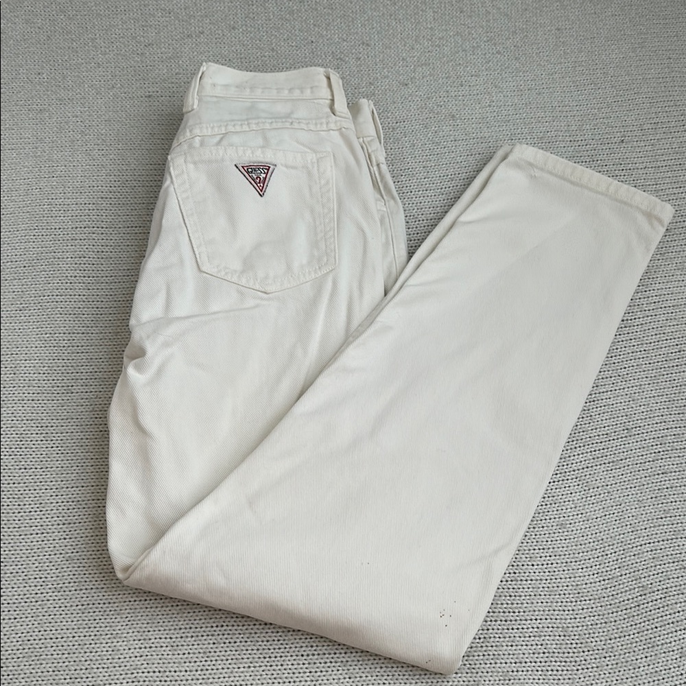 Vintage Guess by Georges Marciano High Waist Straight White Denim Jeans Size 29